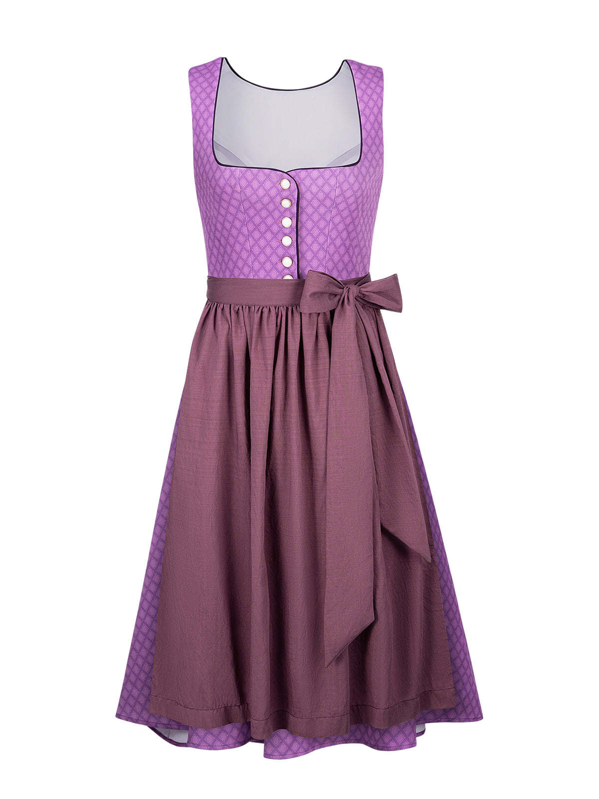 Damen Lila Knöpfen Geometrische Muster Dirndl Daniela